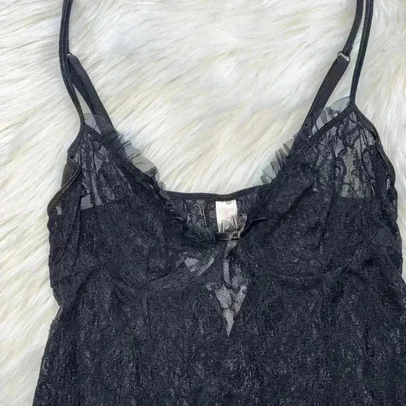 Inner Secrets Lingerie Y2K Gothic Lace Babydoll Ruffle Hem Medium - Picture 3 of 9
